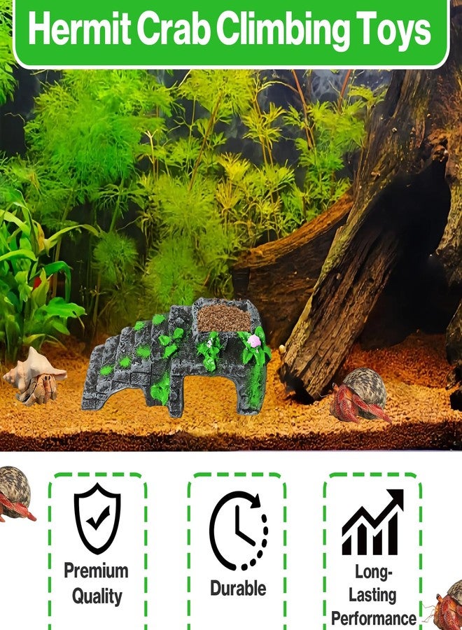 Mtuiewo Hermit Crab Climbing Toys with Water Bowl, Hermit Crab Accessories, Resin Material Climbing Ramp with Feeding Tweezer, Tank Decor for Small Reptiles Habitat(5.11 x 2.16 x 1.77inches) - Image 3